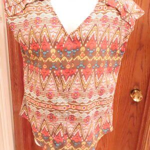 Olivia Moon Graphic Polyester Pullover Tunic Sleeveless Top size Medium